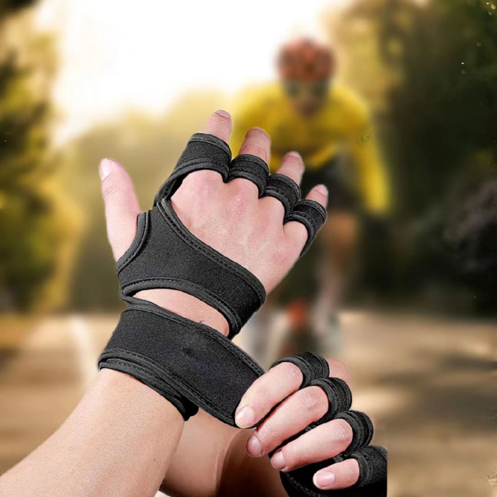 Weightlifting Gloves - 1 Paar Sport-Cross-Training-Fahrradhandschuhe, Handgelenkstütze, Silikon-Fahrradhandschuhe für